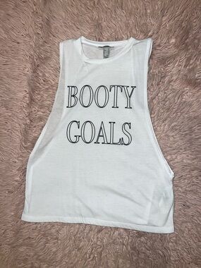 Forever 21 “Booty Goals” Graphic workout  Tank Top – XS – White